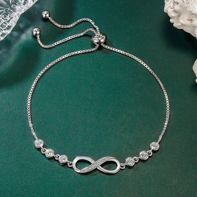 MYKI Stainless Steel Cubic Zirconia Silver Coated Bracelet