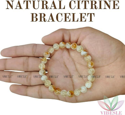 VIBESLE Citrine + Golden, Crystal Beads Charm Bracelet