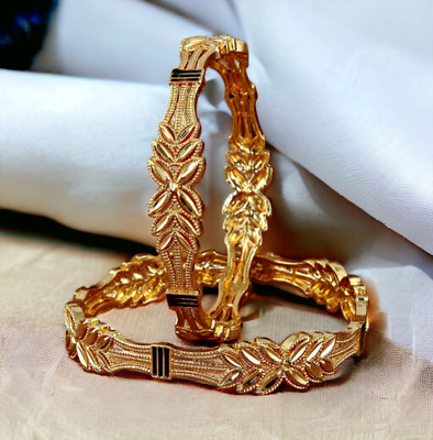 Lucky Jewellery Alloy Gold-plated Bangle Set(Pack of 2)