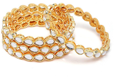 Rajwadi Alloy Crystal Gold-plated Bangle Set(Pack of 4)
