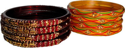 Sheetal Glass Gold-plated Bangle Set(Pack of 8)