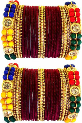 RADHA MOHAN EMPIRE Fabric, Glass Bangle Set(Pack of 46)