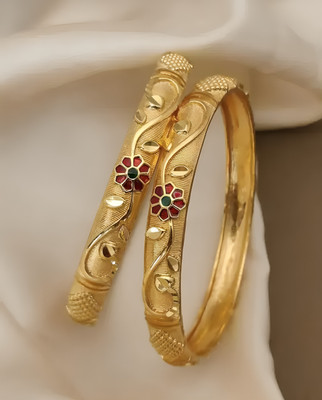 MHKART Brass Gold-plated Bangle Set(Pack of 2)