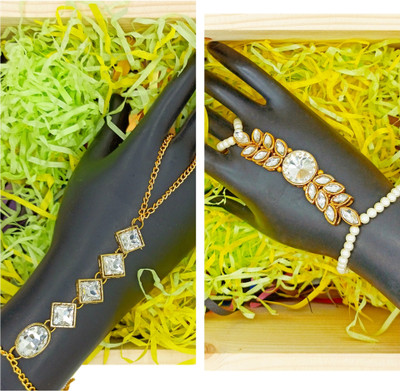 Ronak Jewels Alloy Pearl Gold-plated Bracelet(Pack of 2)