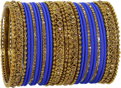 ZULKA Metal, Fabric Zircon Bangle Set(Pack of 28)