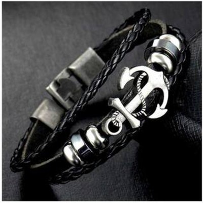 Fashion Frill Leather Silver Bracelet