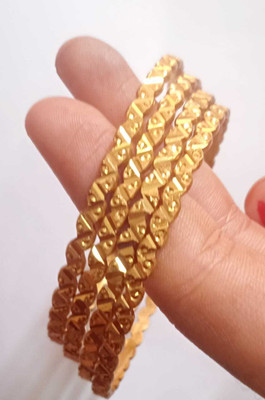 Rubay Brass Gold-plated Bangle Set(Pack of 4)