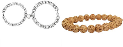 Malas Collection Rudraksha, Stainless Steel Bracelet Set(Pack of 2)