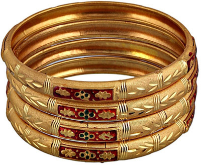 Prasansha Enterprises Brass Gold-plated Bangle Set(Pack of 4)