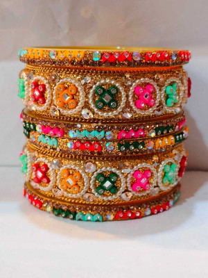 chudiwala Plastic Cubic Zirconia Bangle Set(Pack of 6)