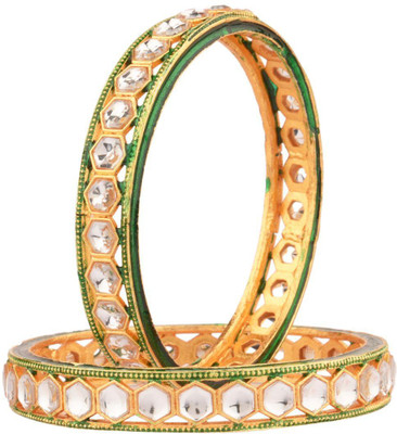 Efulgenz Alloy Crystal Gold-plated Bangle Set(Pack of 2)