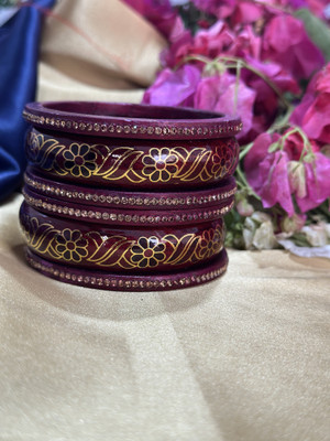 gaonkasaman Lac Rhinestone Bangle Set(Pack of 6)