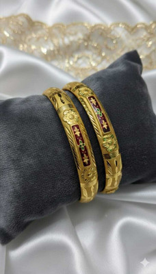 Dreft Brass, Copper Gold-plated Bangle Set(Pack of 2)