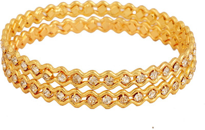shrrejiart Brass, Alloy Gold-plated Bangle Set(Pack of 2)