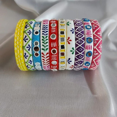 MAHADEV Plastic Moonstone Silver Coated Bangle(Pack of 10)