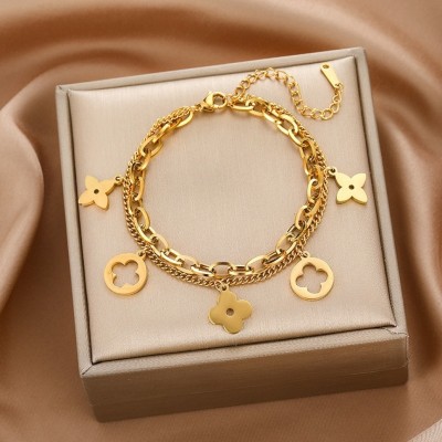 MYKI Stainless Steel Gold-plated Charm Bracelet