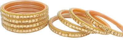 Royal Bangles Plastic Cubic Zirconia Kada(Pack of 8)