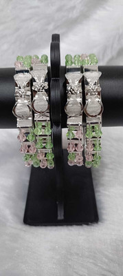 JAY MAJISA Alloy Crystal Silver Bangle Set(Pack of 4)