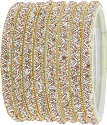 ZULKA Glass Zircon Bangle Set(Pack of 8)