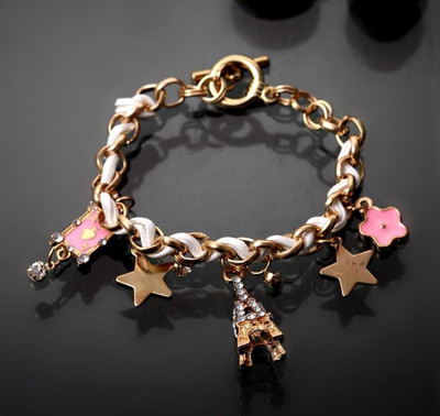JDENTERPRISES Alloy Cubic Zirconia Gold-plated Charm Bracelet