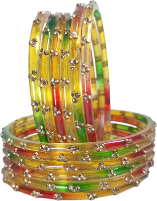 RIJB Glass Zircon Bangle Set(Pack of 10)