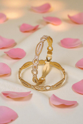 Divastri Brass Diamond Gold-plated Bangle Set(Pack of 2)