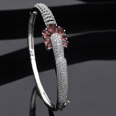 ZENEME Brass Cubic Zirconia Rhodium Bracelet
