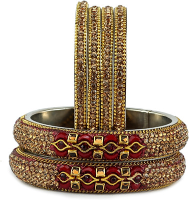 Rijoli Metal Beads, Zircon Bangle Set(Pack of 6)