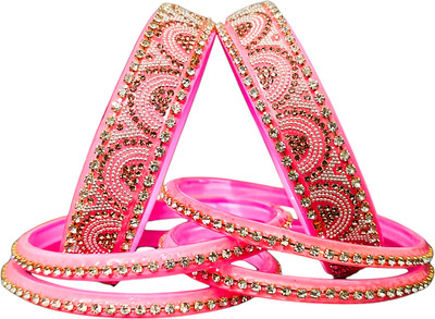 KCE Glass Zircon Bangle Set(Pack of 6)