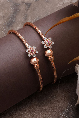 GEMINI CRATION Brass, Alloy Cubic Zirconia Gold-plated Bracelet Set