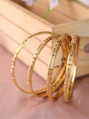 arches Brass Gold-plated Bangle Set(Pack of 4)