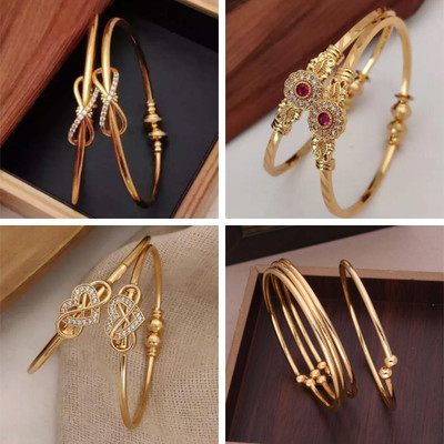 brado jewellery Brass Diamond Gold-plated Bangle Set(Pack of 4)