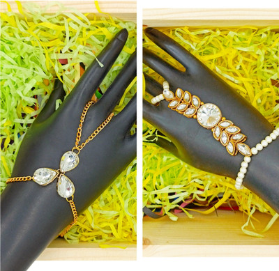 Ronak Fashion Alloy Diamond Gold-plated Bracelet(Pack of 2)