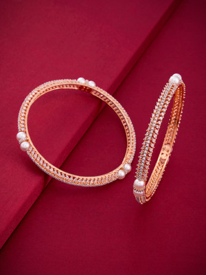 Kushal's Fashion Jewellery Copper Zircon Gold-plated Bangle Set(Pack of 2)