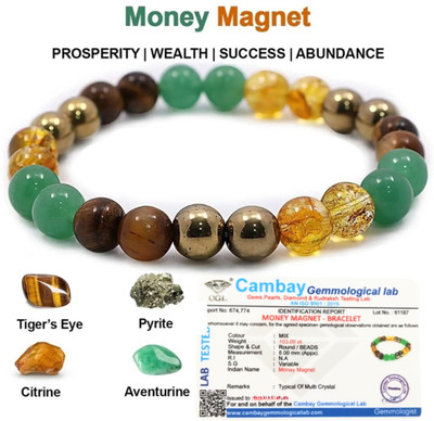 VIBESLE Pyrite, Stone, Green Aventurine, Golden Pyrite, Tiger's Eye, Citrine, 7 Chakra Crystal Bracelet