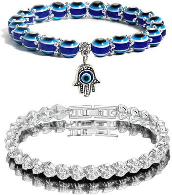 PIXFLIX Brass, Metal, Stone, Copper, Alloy, Steel, Stainless Steel Charm Bracelet(Pack of 2)