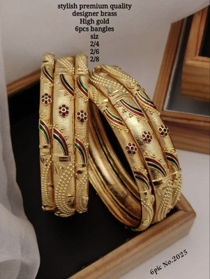 Shree Fashions World Brass Gold-plated Bangle Set(Pack of 6)
