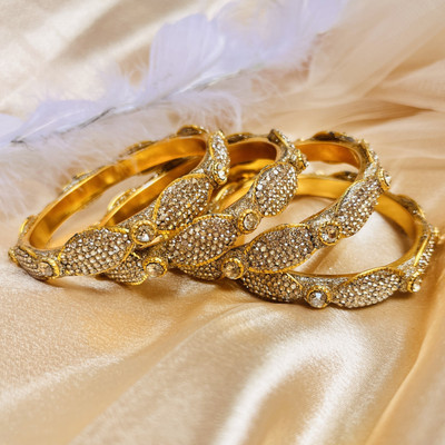 AFWY Metal Cubic Zirconia, Diamond Gold-plated Bracelet Set(Pack of 4)