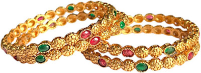 ACCESSHER Brass Gold-plated Bangle Set(Pack of 4)