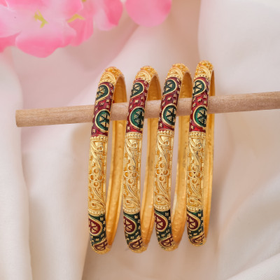 MHKART Brass Gold-plated Bangle Set(Pack of 4)