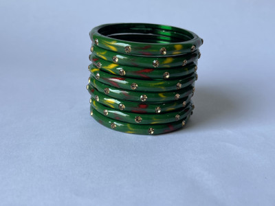 Karaavi Glass Crystal Bangle Set(Pack of 8)