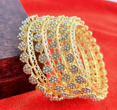 RV Craft Alloy Cubic Zirconia Bangle Set(Pack of 4)