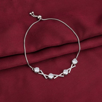 GIVA Sterling Silver Cubic Zirconia Rhodium Bracelet