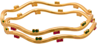 JFL Jewellery for Less Copper Gold-plated Bangle Set(Pack of 2)