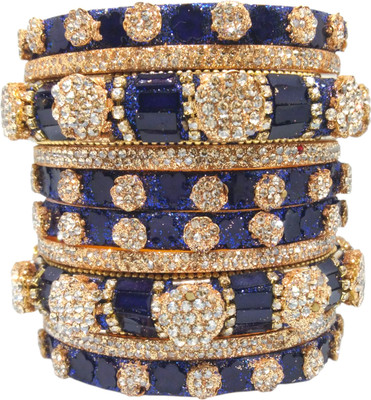 Neha Traditional Alloy Beads, Cubic Zirconia Gold-plated Bangle Set(Pack of 10)
