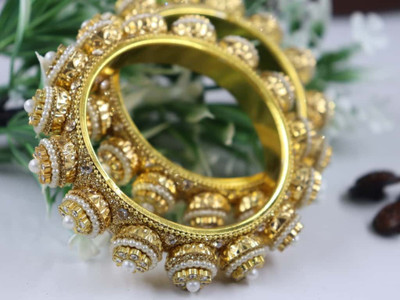 Jewels Emporium Brass Gold-plated Kada(Pack of 2)