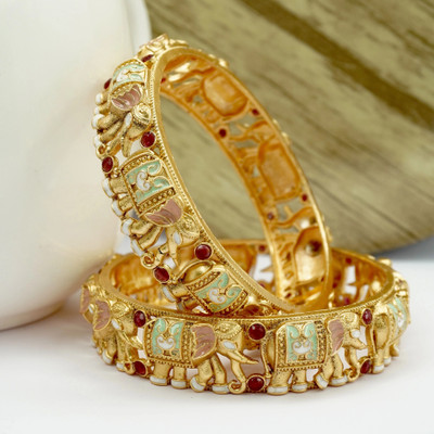 Vamika Jewels Alloy Gold-plated Bangle(Pack of 2)