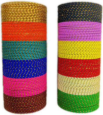 Ammoli Metal Crystal Bangle Set(Pack of 10)