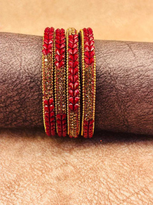 Crazy art gallery Glass Zircon Gold-plated Bangle Set(Pack of 4)