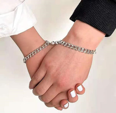 Vembley Alloy Silver Bracelet Set(Pack of 2)